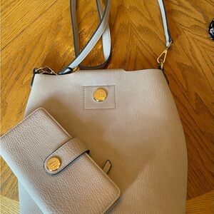 Elegant Beige Crossbody Bag and Wallet Set